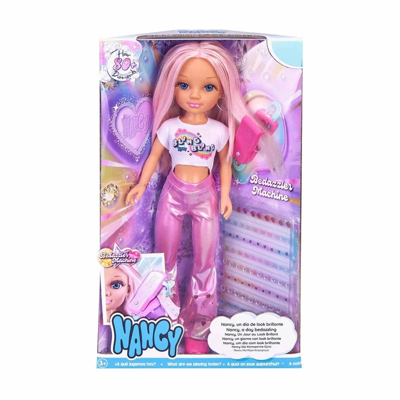 Nancy Pink Hair Doll Set with Gemstone Machine and 100 Accessories