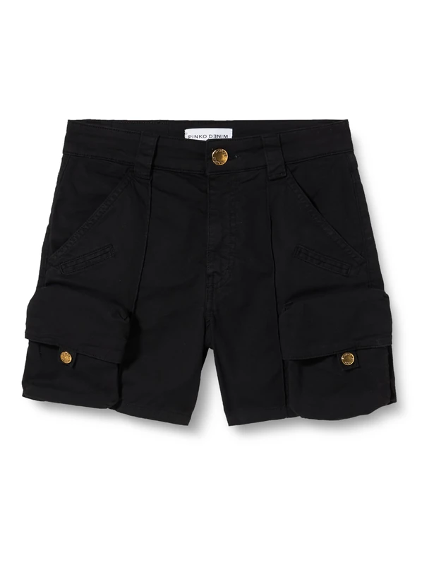 Pinko Women's Porta Shorts TRICOTTINA Stretch Old WASH Trunks, Z99_Nero Limousine, UK 4