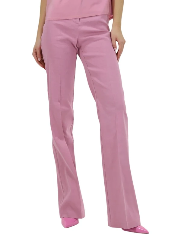 Pinko Women's Hulka Stretch Linen Pants Business Casual, N98_Smoke Orchid, UK XL