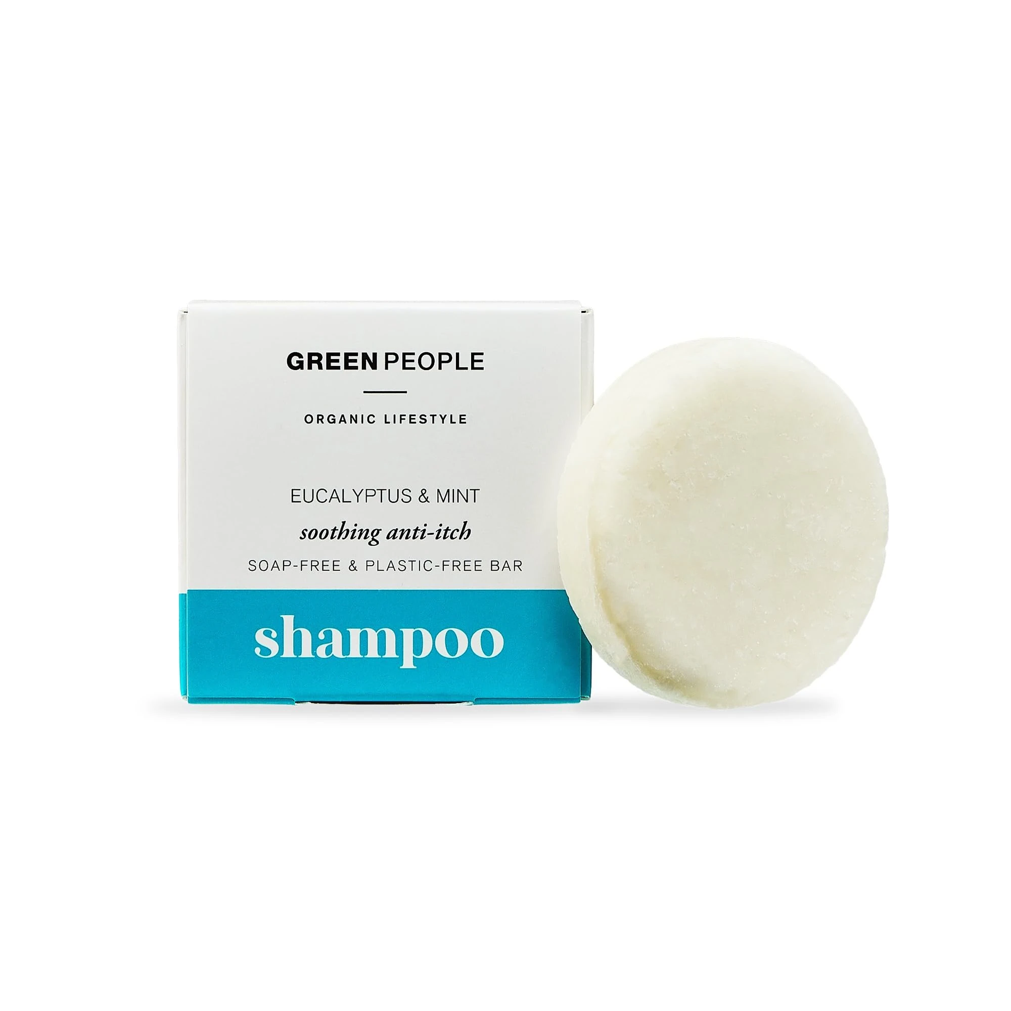 Green People Eucalyptus & Mint Shampoo Bar 50g | Natural & Organic Anti-Itch Solid Shampoo Bar | Soothe & Comfort An Itchy Scalp | Zero Waste, Great For Every Day Use & Travel | Cruelty Free & Vegan