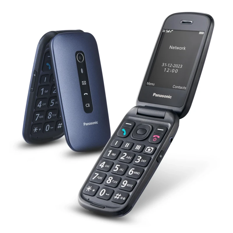 Panasonic KX-TU550 4G Essentials Clamshell Mobile Phone for Elderly, 1.2MP Camera, Senior Phone with Large 2.8" Display, 300 Hours Standby Time, Blue