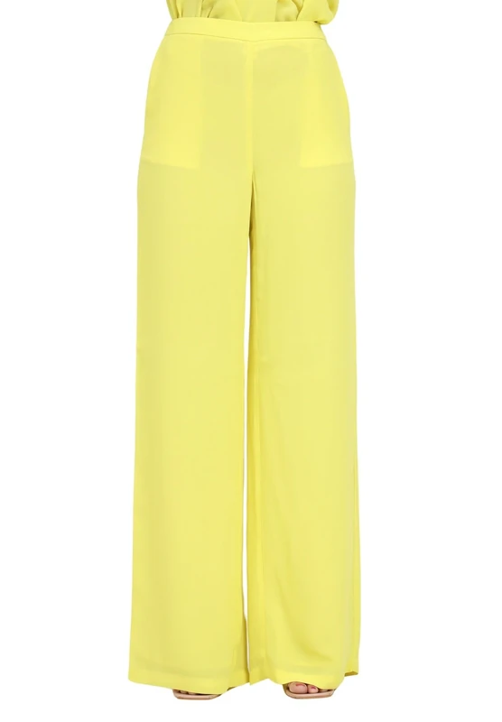 Pinko Women's Pirrico Crepe De Chine Vintage Trousers Dress Pants, H17_Yellow Buttercup, 12