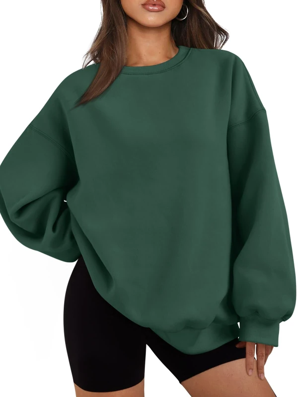 EFAN Womens Oversized Sweatshirts Hoodies Fleece Crew Neck Pullover Sweaters Casual Comfy Fall Fashion Outfits Clothes 2023, Darkgreen, Medium