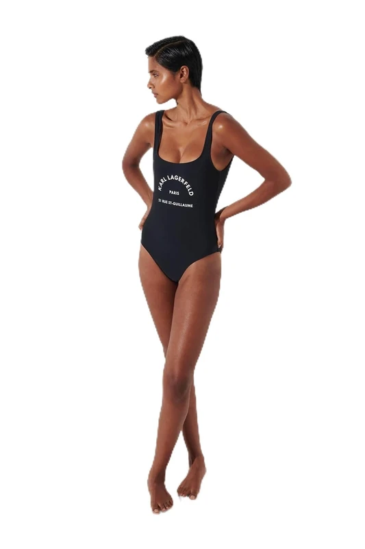 KARL LAGERFELD Women's Rsg Logo One Piece Swimsuit, Black, M