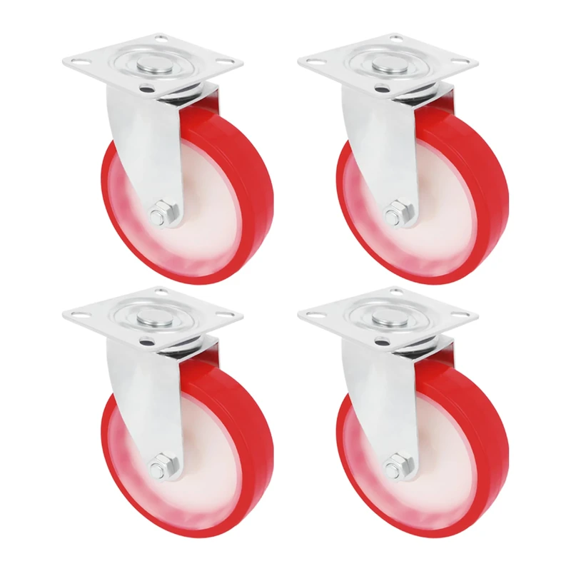 Amig - Set of 4 Swivel Wheels with Metal Bracket | Diameter 125 mm | Maximum Load 170 kg | For Moving Heavy Furniture | For Use in Hospitals and Hospitals | White Nylon Core