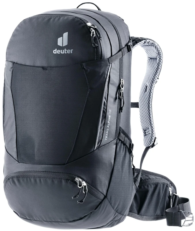 Deuter - Trans Alpine 30 bike backpack | Reflective backpack with ventilated back system, ergonomic shoulder straps & practical compartments, incl. rain cover & SOS label | 30l; black