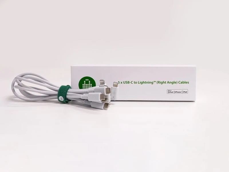 USB-C to MFI Lightning Cable with Right Angle (0.3m, Set of 5)
