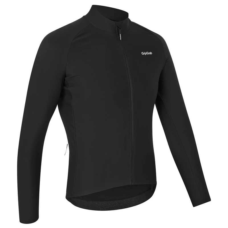 GripGrab PACR Thermal Long Sleeve Cycling Jersey for Men Road MTB Gravel Bike Cycle Top Full Zip Fleece Biking Shirt Black