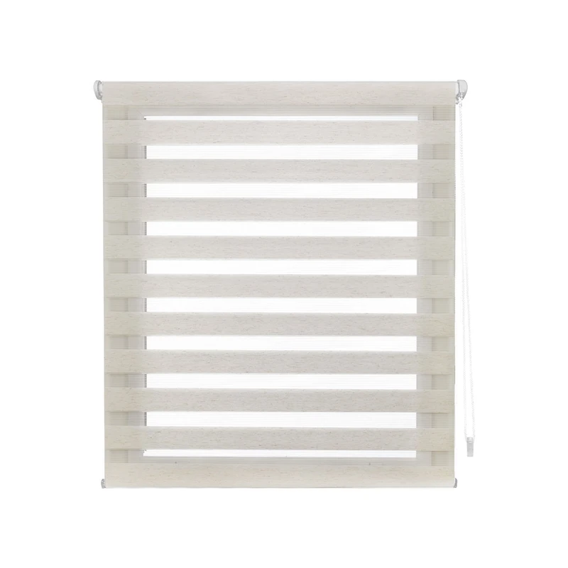 Decorblind | Double Layer Roller Blind, No Tools and No Drilling, Dimensions: 130 x 150 cm - Night and Day Blind, Ecru Colour, Blinds for Windows
