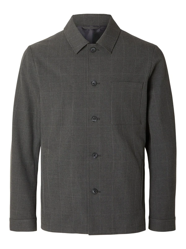 SELETED HOMME Men's SLH-Robert des Hybrid BLZ NOOS Jacket, Grey Melange/Checks: Grey, L, Grey Melange/Checks: Grey, L - Image 1