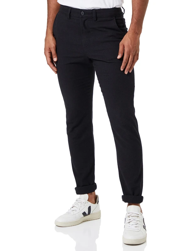 SELECTED HOMME Men's Slhslim-Miles 175 Brushed Pants W Noos, Black/Detail: Structure, 38 W/34 L