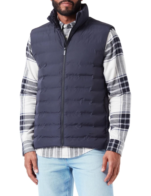 SELETED HOMME Men's Slhbarry Quilted Gilet Noos Vest, Sky Captain, M