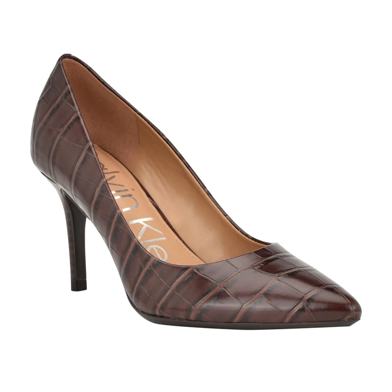 Calvin Klein Women's Gayle2 Pump, Brown Croco 201, 7 UK