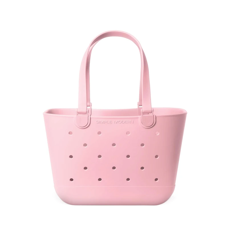 Simple Modern Beach Bag Rubber Tote | Waterproof Large Tote Bag with Zipper Pocket for Beach, Pool Boat, Groceries, Sports | Getaway Bag Collection | Blush | Large - Image 1