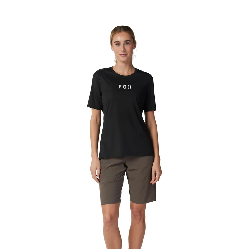 Fox Racing Women's Ranger Short Sleeve Jersey Shirt, Black Wordmark, Large - Image 1