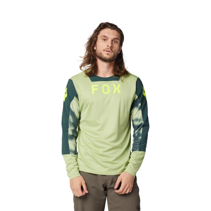 Fox Racing Men's Defend Long Sleeve Jersey Shirt, Pale Green Taunt, Medium