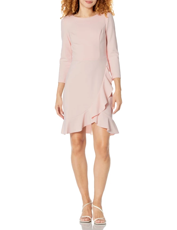 Tommy Hilfiger Women's Scuba Crepe Structured Dress, Ballerina Pink, 6 - Image 1