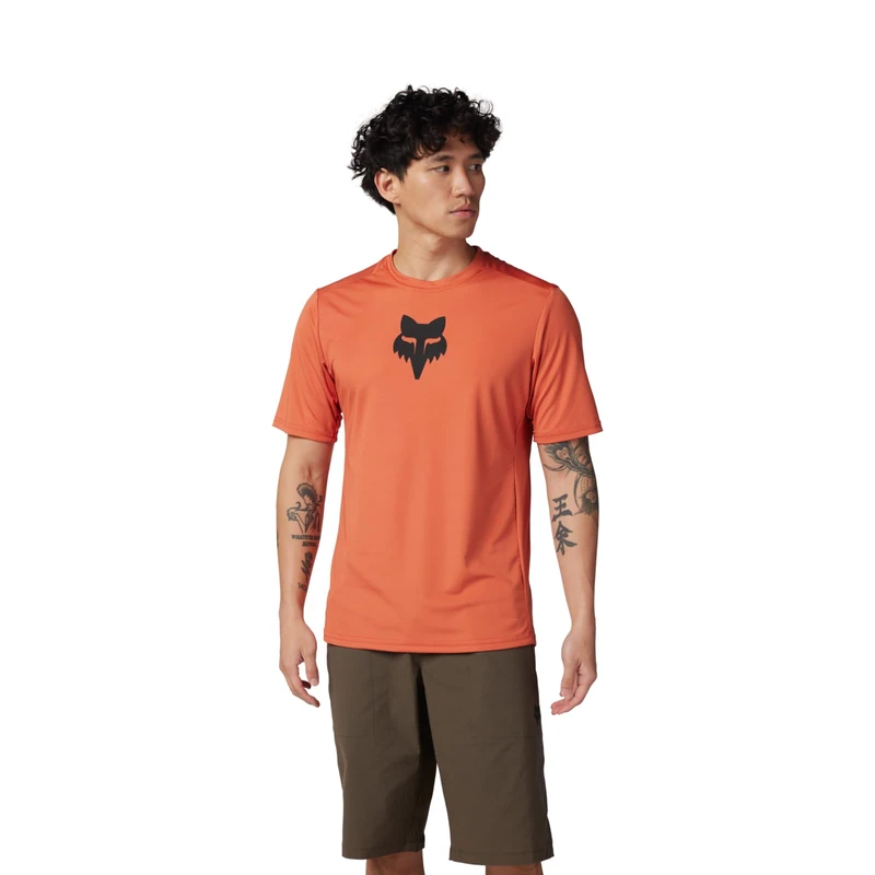 Fox Racing Men's Standard Ranger Short Sleeve Jersey, Atomic Orange LAB Head