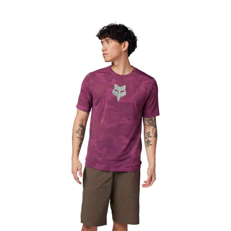 Fox Racing Men's Ranger Tru Dri Short Sleeve Jersey Shirt, Sangria, Medium
