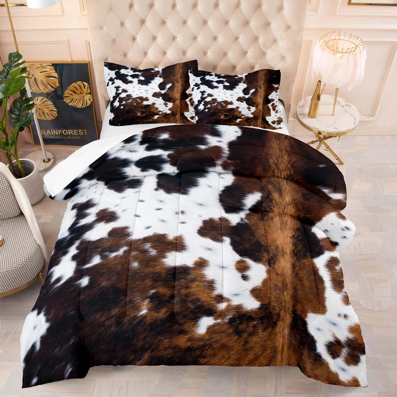 Tailor Shop Cow Print Bedding Set - King Size Cartoon Comforter Set for Kids Teens Boys Girls - 1 Comforter and 2 Pillowcases