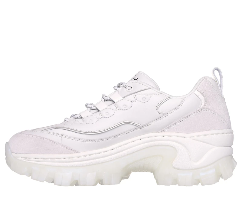 Skechers Women's Hi-Ryze Doja'Lite Premium Shoes, White Leather Mesh Trim, 6 UK