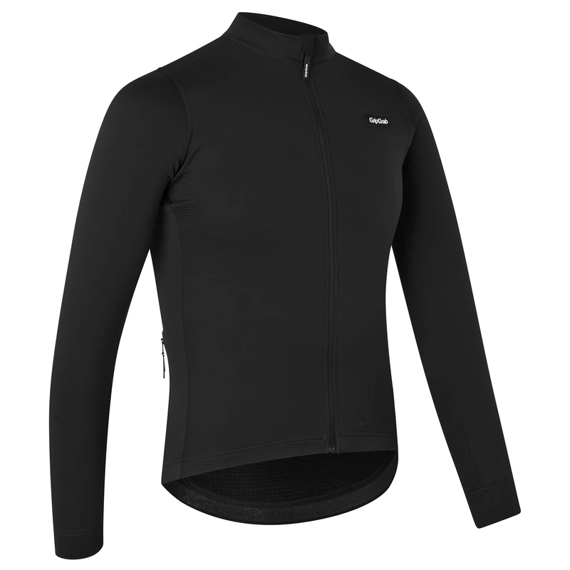 GripGrab EXPLR Merinotech Thermal Long Sleeve Cycling Jersey Road MTB Gravel Bike Cycle Top with Merino Wool Long Zip Black
