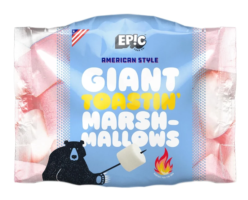 EPIC SNAX CO American Style Giant Pink & White Toastin’ Marshmallows - Fluffy Sweet & Gluten Free Perfect For Roasting, 500 g (Pack of 1)