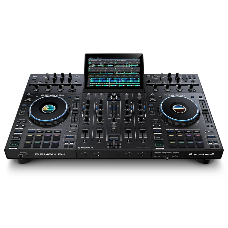 Denon DJ PRIME 4+ Standalone DJ Controller with Stem Separation on 4 Decks, Wi-Fi Streaming, Drop Sampler Mixer, 10.1-Inch Touchscreen, Light Control, Black