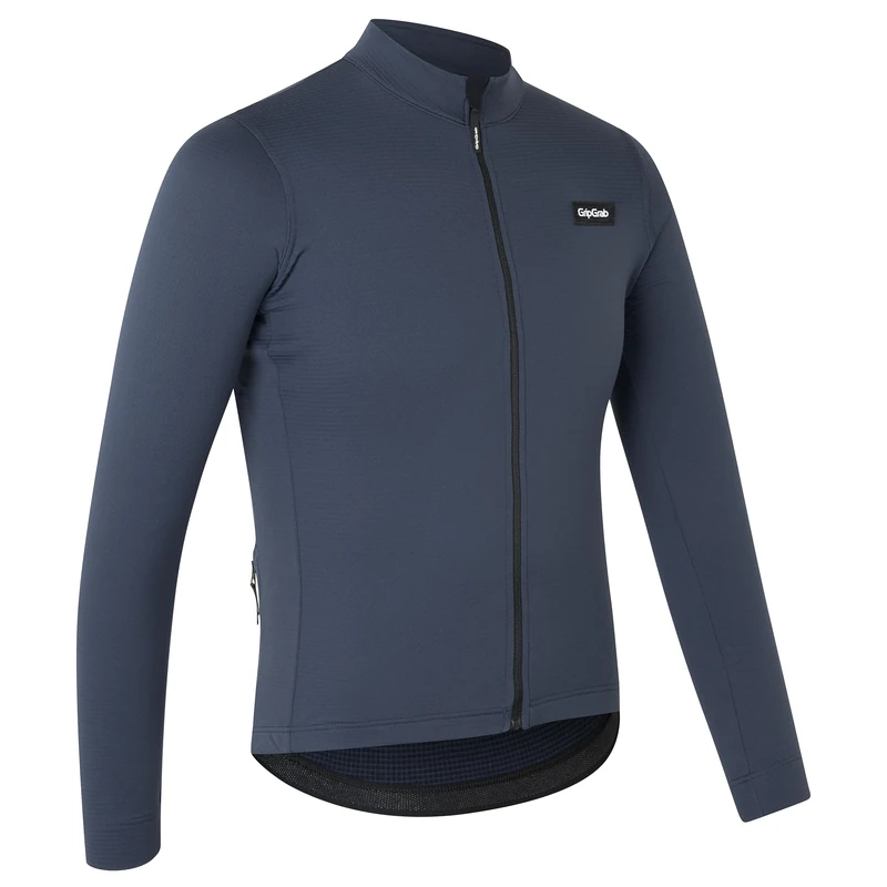 GripGrab EXPLR Merinotech Thermal Long Sleeve Cycling Jersey Road MTB Gravel Bike Cycle Top with Merino Wool Long Zip Navy Blue
