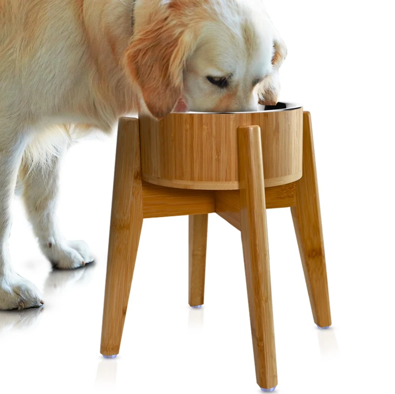 ZPirates Elevated Dog Bowls - 15 inch Bamboo Raised Feeder