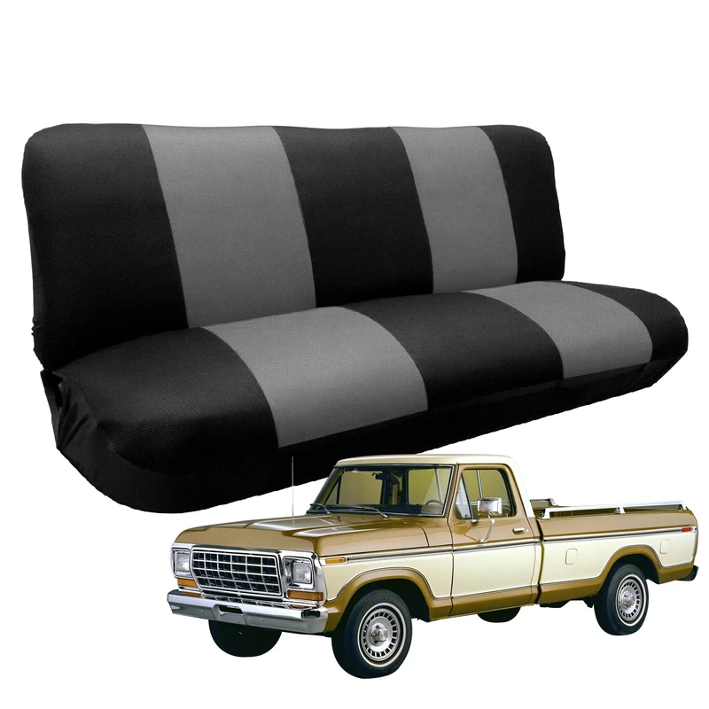 Custom-Fit Bench Seat Covers Replace for 1969-1996 Ford F100 F150 F250 Series Classic Trucks Without Headrests, Sandwich Air Mesh Fabric Composite Soft Foam Lining Bench Seat Protector - Image 1