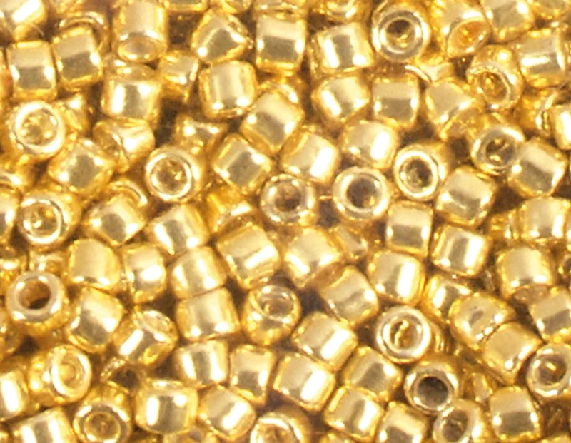 Japanese Beads Cylinder Treasure Electroplated Gold 3.3mm.8/0 100g - Image 1