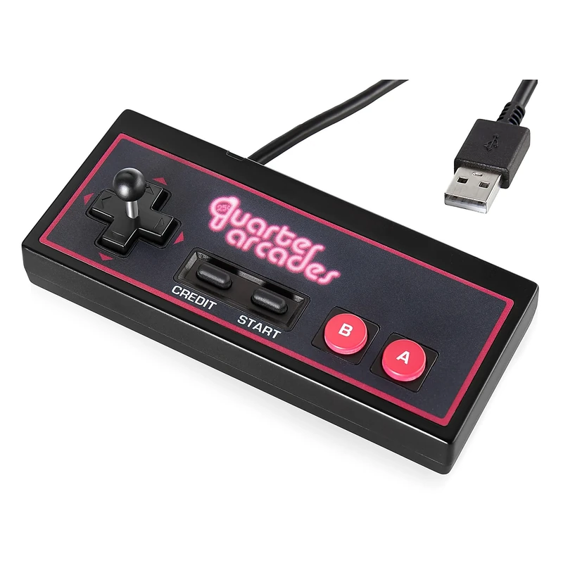 Quarter Arcades USB A Controller 1.5m Accessory for Mini Arcade Cabinet, Wired with Removable Thumbstick, Compatible with Windows 11 PC & Other Devices