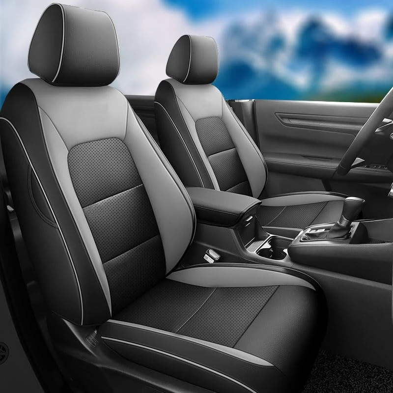 CocheFamilia Custom Fit CRV Seat Covers for Select Honda CRV 2023 2024 - Full Set,Leather (Black/Gray)