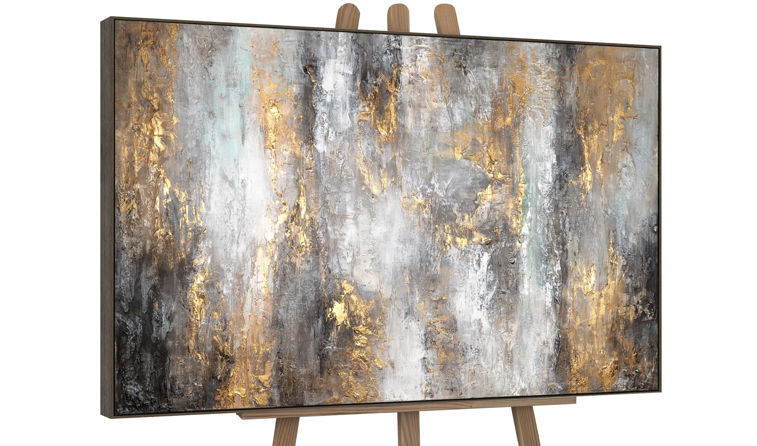 YS-Art XXL Abstract Acrylic Painting on Canvas with Frame Milky Way III Hand-Painted Wall Pictures Living Room Home Decor Baroque Style Pictures Real Art 56x40 inches