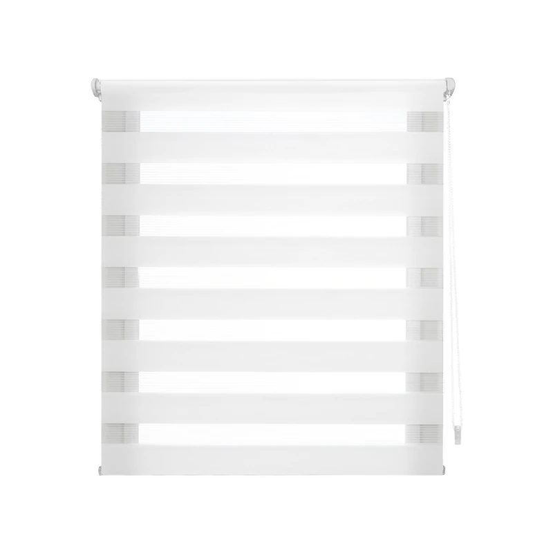 Decorblind Double Layer Roller Blind, No Tools and No Drilling, Blind Size: 130 x 180 cm Width x Length/Fabric Size: 127 x 175 cm – Night and Day Blind, White, Window Blinds