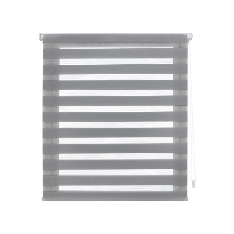 Decorblind Double Layer Roller Blind, No Drilling and Drilling Required, Fabric Size: 140 x 180 x 180 cm (W x L) Night and Day Blackout Blind Grey Window Blinds