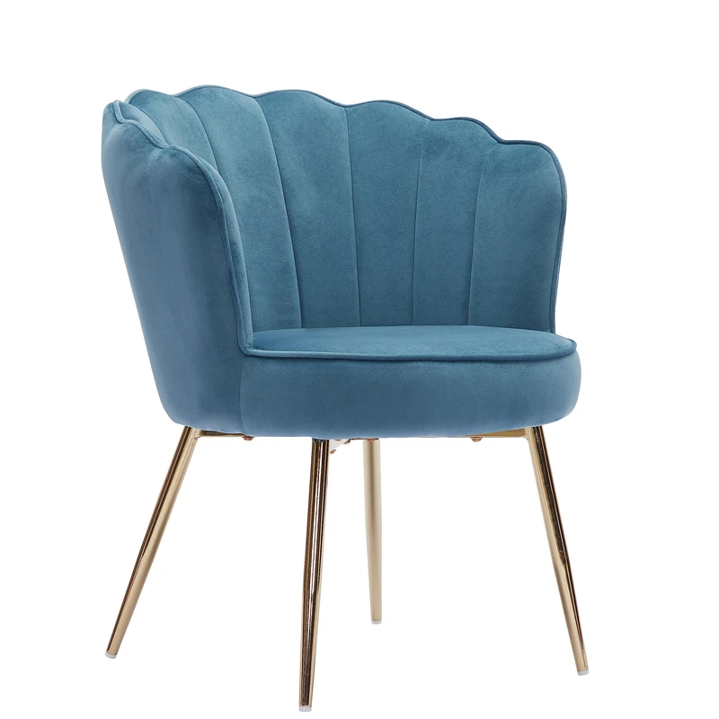 BAÏTA Callista Shell Chair, Velour, Blue, 65 x 64.5 x 79.5 cm