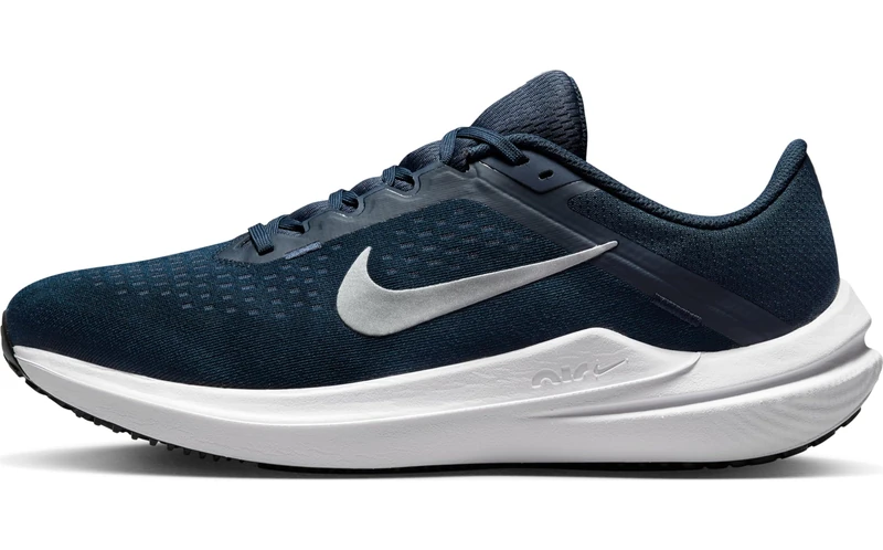 NIKE Men's AIR Winflo 10 Sneaker, College Navy/Metallic Silver, 14 UK