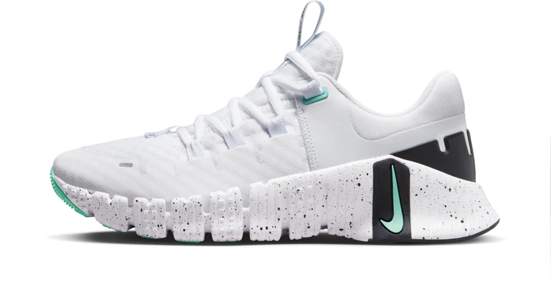 NIKE DV3950-101 W Free Metcon 5 Women White/Emerald Rise-Black UK 9.5