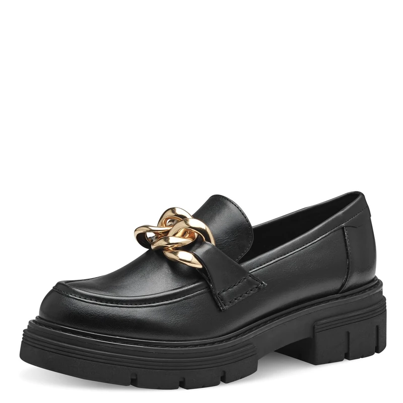 MARCO TOZZI Women's 2-24705-42 Loafers, Black Gold, 5