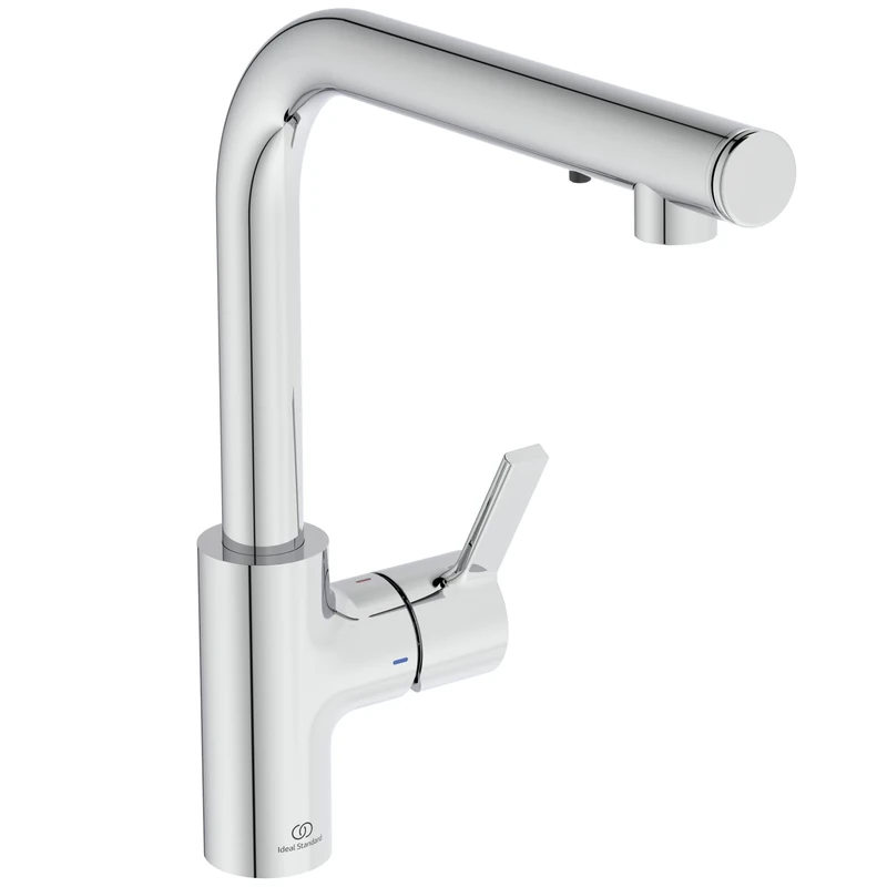 Ideal Standard – Gusto iMX Kitchen tap, High spout with Round L-Design, with Integrated soap Dispenser, 360° Swivel spout, Easy to Install with EasyFix+ Fixation, smartshine Finish, Chrome