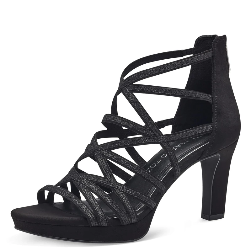 MARCO TOZZI Women's 2-28373-42 Heeled Sandal, Black Comb, 6.5