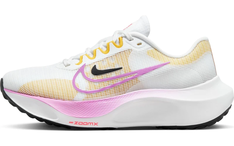 NIKE Women's WMNS Zoom Fly 5 Sneaker, White/Rush Fuchsia-Vivid Sulfur, 3.5 UK