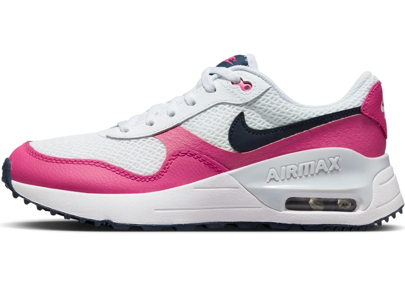 NIKE DQ0284-110 AIR MAX SYSTM (GS) Boy's White/Obsidian-Fierce Pink-Pure PLA UK 6.5
