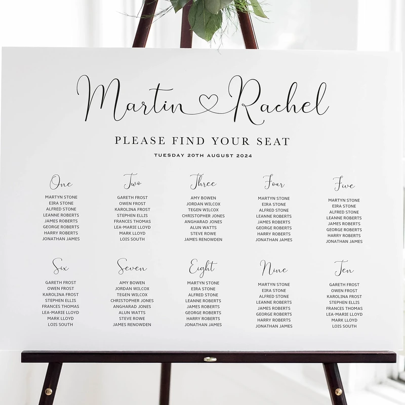 Personalised Wedding Seating Plan Eucalyptus - Canvas Or Poster Paper. Green Floral Wedding Sign Poster Seating Chart Green (A2 Canvas)