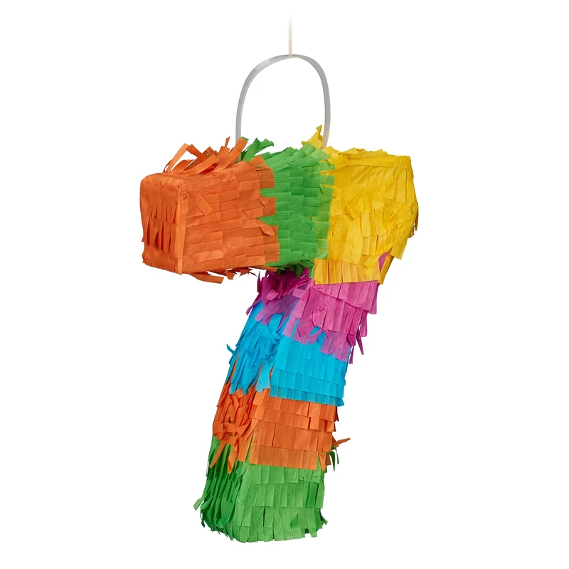 Relaxdays Piñata, Mini, Number 7, Seven, Birthday, Party, Game, Celebration, Kids, Fun, Activity, Fill, Sweet, Colourful, Cardboard, 21 x 16 x 4.5 cm