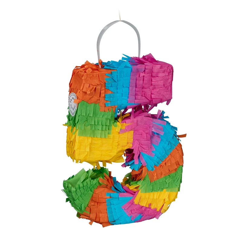 Relaxdays Mini Number 5 Pinata - Colorful Birthday Party Game