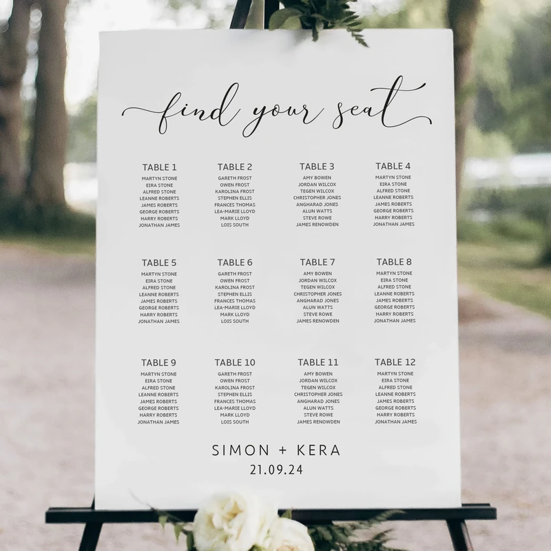 Personalised Wedding Seating Plan Eucalyptus - Canvas Or Poster Paper. Green Floral Wedding Sign Poster Seating Chart Green (A2 Canvas)