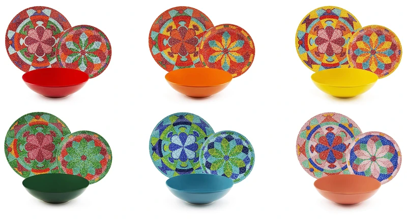 Excelsa Seurat 18-Piece Porcelain and Stoneware Dinner Set with Colourful Decor for 6 People